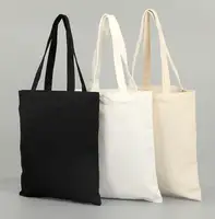Plain Black Organic Cotton Canvas Tote Bag, Custom Logo