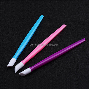 Colored Hard Rubber Tipped Plastic Handle Nail Art Tool Cuticle Pusher Remover Cleaner