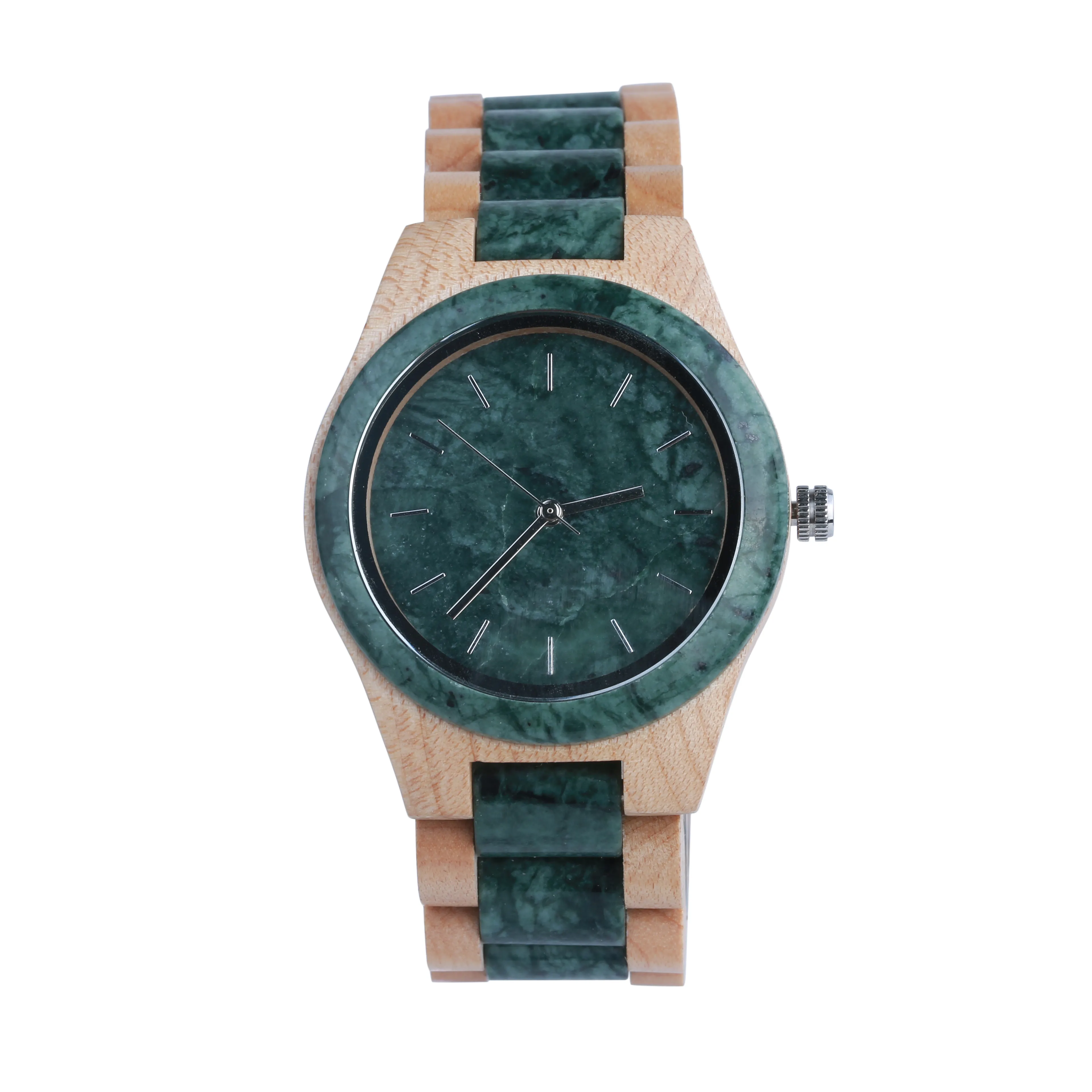 Maple wood green granite custom wrist watches for men low MOQ