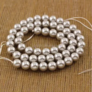 GS1007 Qood quality Cheap Shiny Gray Grey glass pearl beads ,imitation faux pearl beads strands for Bracelet Jewelry Making