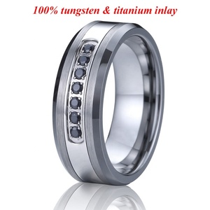 Anillos de Boda de Diamante Negro Cz para Hombre y Mujer, Anillos de Carburo de Tungsteno para Hombre, Anillo de Piedra de Wolframio, Herrenring, Herr <span class=keywords><strong>Ringar</strong></span> - Product Image 4