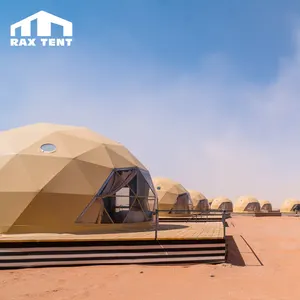 6M Beige Glamping قبة خيمة خيمة منتجع في الصحراء مع الحمام الساخن بيع