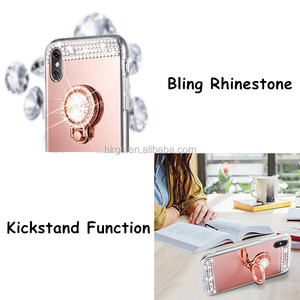 Per Iphone <span class=keywords><strong>X</strong></span> Ten <span class=keywords><strong>10</strong></span> Luxury Mirror Diamond Bling Soft Case in TPU con Kickstand - Product Image 4