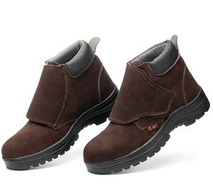 De los hombres de seguridad de soldadura zapato antideslizante resistentes al aceite y ácido de gamuza de piel de vaca de trabajo, <span class=keywords><strong>botas</strong></span> con puntera de acero - Product Image 3