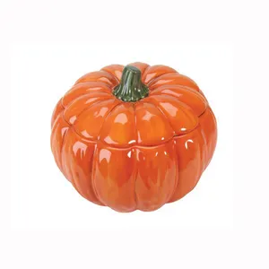 Unique design wholesale Ceramic Pumpkin Bowl with Lid