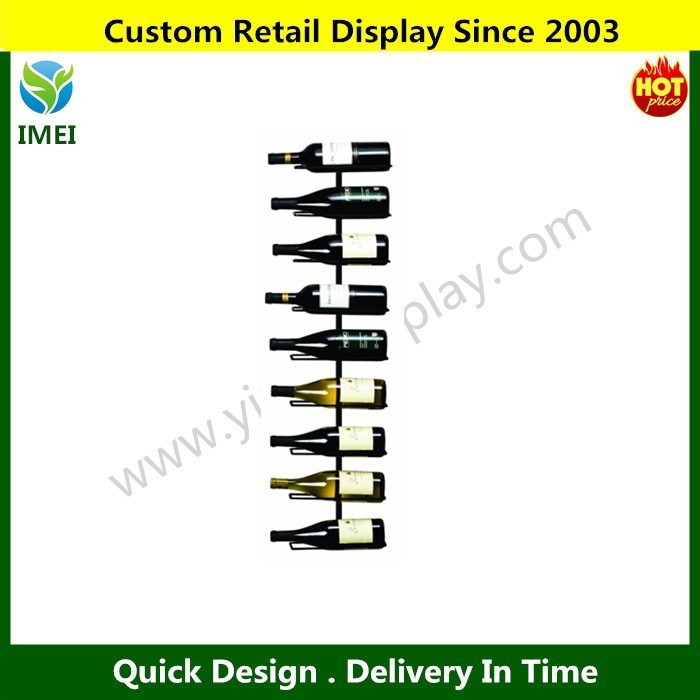 Support mural Vin Rack 9-Bottle Forgé Fer De Stockage Vertical Accueil Affichage Noir YM4052W