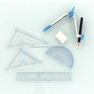 Set Kompas Geometri Matematika, 7 Buah Set Penggaris Menggambar Kompas Busur Derajat Persegi