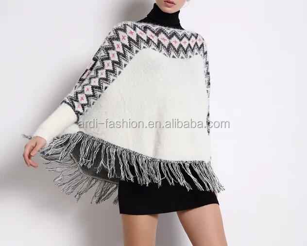 Al por mayor mejor venta zigzag poncho de las mujeres suéter