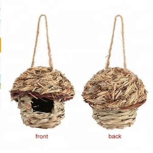 Mooie Ontwerp Stro Vogelnest Huis Handgemaakte <span class=keywords><strong>Birdhouse</strong></span> Bed Voor Vogels Papegaai Hamster Kleine Huisdieren Dieren Kooi Thuis Opknoping Decor - Product Image 4