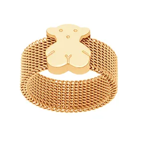 Anello adorabile con cavo da dito in acciaio inossidabile personalizzato in oro 18 carati di alta qualità con orso