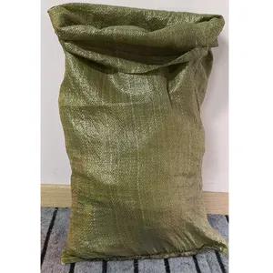 Kantong Desain Pelanggan Plastik, 25Kg 50Kg PP Woven Tepung Nasi Grain Karung Kemasan Sampah Hijau