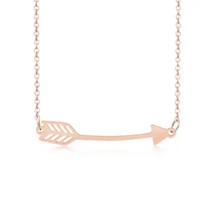 Frauen einfache Rose Gold Edelstahl Tiny Arrow Anhänger Halskette Minimalist