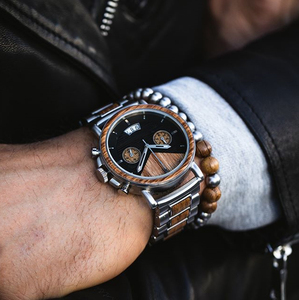 Orologi <span class=keywords><strong>da</strong></span> <span class=keywords><strong>Polso</strong></span> <span class=keywords><strong>in</strong></span> <span class=keywords><strong>Legno</strong></span> e Acciaio per Uomo con Logo Personalizzato, Vetro Zaffiro - Product Image 6