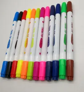 Caneta de ponta dupla lavável, caneta de ponta fina de feltro com duas pontas para desenho e coloração de crianças