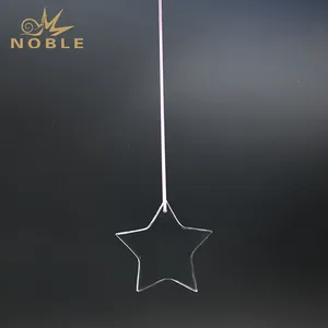 Noble Customized Festival Gift Star Glass Ornament With Ribbon