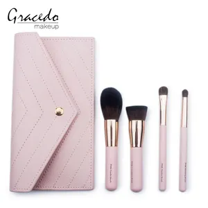 Top di vendita di colore rosa di trucco di viaggio set di pennelli professionali pennelli cosmetici con rosa sacchetto di trucco