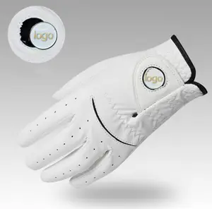 Great quality white cabretta golf gloves with removable ball marker