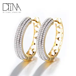 DTINA Geometric Circle Costume Gold Plated Jewelry Crystal Earrings For Women