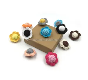 Wholesale Cotton Yarn Crochet Flower Wooden Beads For Teether Toys