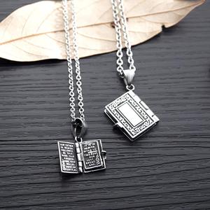 <span class=keywords><strong>Collana</strong></span> <span class=keywords><strong>di</strong></span> <span class=keywords><strong>libri</strong></span> in acciaio inossidabile con gioielli in versi della bibbia Vintage - Product Image 4