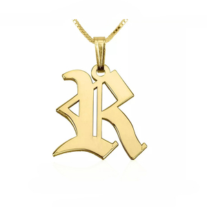 Custom Pendant Gold Silver <strong>Large</strong> <strong>Initial</strong> Big Alphabet Letter <strong>Necklace</strong> - Product Image 3