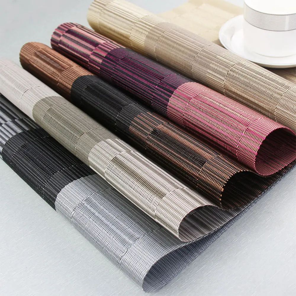 Многоцветный легко моющийся полосатый тканый коврик из ПВХ