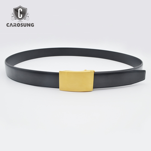 शानदार कस्टम लोगो 35 मिमी गोल्डन स्टेनलेस स्टील स्वचालित खाली बकल रैचट बेल्ट पुरुषों के लिए - Product Image 3