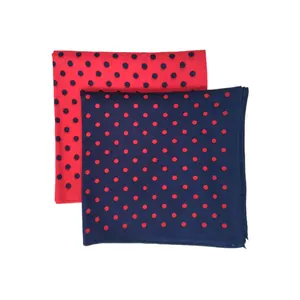 Mouchoir de poche rouge personnalisé en coton doux avec motif à pois de chine, vente en gros