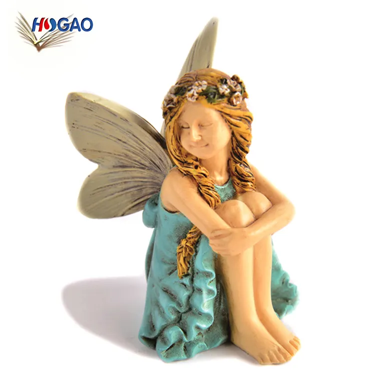 Mini figuras de hadas de resina para decoración del hogar, figuritas de hadas para puerta, juguete de jardín sentado, barato, OEM, venta al por mayor