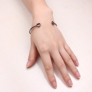 Nueva Caliente Venta de Oro Negro Rhinestone de La Joyería Del Encanto Del Corazón Pulsera Tag Grabado Brazalete Pulsera - Product Image 4