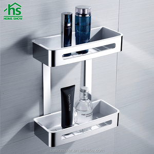 Esquina baño <span class=keywords><strong>blanco</strong></span> 2 Nivel de acero inoxidable baño cesta estante - Product Image 1