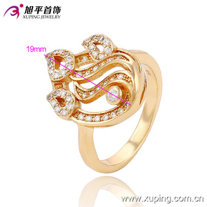 13640 Xuping 18K color oro original anillo lleno de micro estrás blancos en forma de flamas de fuego para mujer - Product Image 2