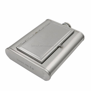 6Oz Thép Không Gỉ Hip Flask Với Thuốc Lá Trường Hợp - Product Image 6