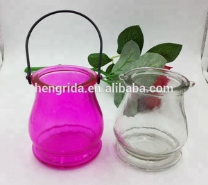 <span class=keywords><strong>Vaso</strong></span> lanterna in vetro colorato prezzo di fabbrica diretto con manico in metallo per decorazione domestica/portacandele lanterna in vetro - Product Image 4