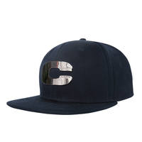 Gorra de Béisbol de Diseño Personalizado con Seis Paneles, Visera Plana, Placa de Metal con Logotipo, Cierre a Presión