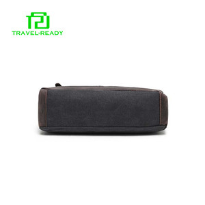 Cuero genuino bolsas para portátiles maletín de lona bolsa de mensajero en bicicleta - Product Image 5