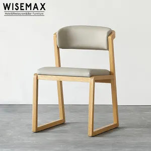 WISEMAX MOBILIÁRIO Por atacado madeira design simples capa de couro móveis estofados jantar café cadeira com braço cadeira do restaurante