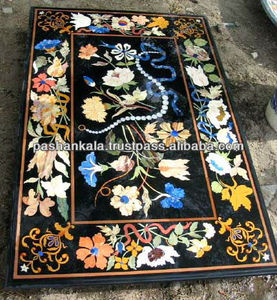 Semi Precious Marble Stone Inlay Dining Table Top - Product Image 1