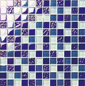 Carrelage de sol et mur en mosaïque de bleu et blanc, noir et bleu, pour la piscine - Product Image 2