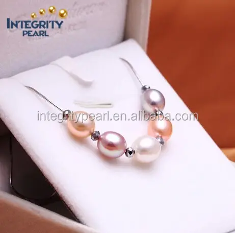 fashion 7mm 3A rice natural freshwater five pearls pendant