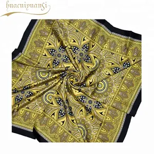 Lady 90*90cm Cheap Imitated Silk Satin Polyester Printed Square Scarf