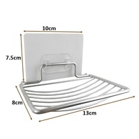 Support mural auto-adhésif en acier inoxydable FROST/Argent pour savon de salle de bain, écologique, avec crochets pliables et rails