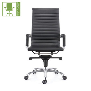 Foil back EMES ribbed REAR GENUINE black leather Executive Chair de bureau - Product Image 2