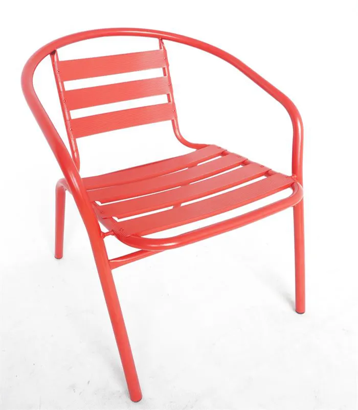 Silla de tubo de acero colorido patio trasero Silla de metal pierna belleza marco de acero silla asiento