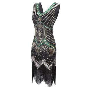 Ecoparty delle Donne 1920 s <span class=keywords><strong>Vestito</strong></span> Con Scollo A V In Rilievo Con Paillettes Con <span class=keywords><strong>Frange</strong></span> Gatsby Flapper <span class=keywords><strong>Vestito</strong></span> - Product Image 5
