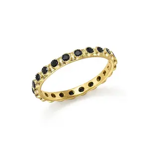 Популярные желтое золото укладки черный алмаз Вечность кольцо дизайн
