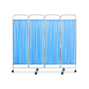 MK-N02 Mobile Edelstahl Portable Medical Ward Screen 4 Falten Krankenhaus