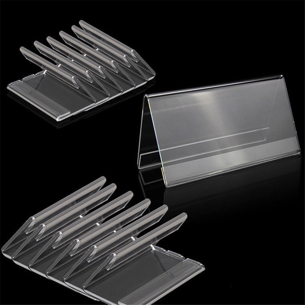 30 Soportes Para Etiquetas Acrílicos Transparentes - Tamaño Mini 8x4 Cm, Diseño En L