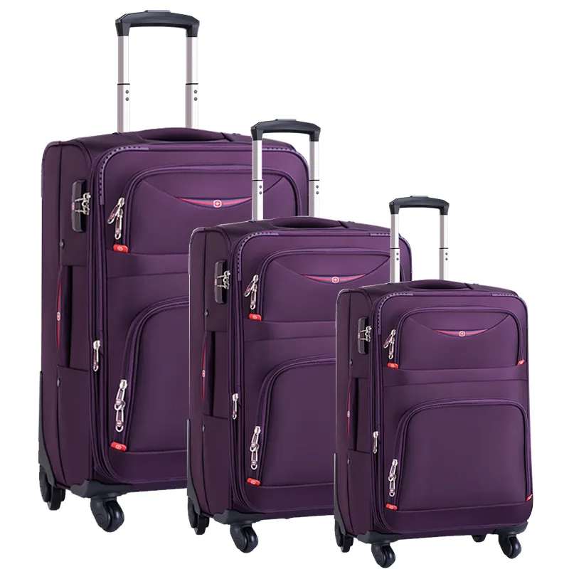 Hot selling 3pcs set 20 24 28 inch trolley suitcase roller luggage bag 4 wheels soft 18 22 26inch nylon luggage sets