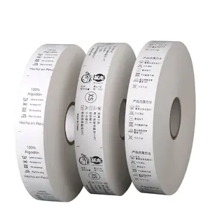 Etiquetas de tafetán de poliéster satinado/algodón/nailon, diseño personalizado, cinta de seguridad para el cuidado del lavado, impresión de etiquetas para ropa